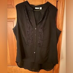 Black Lace Sleeveless Blouse